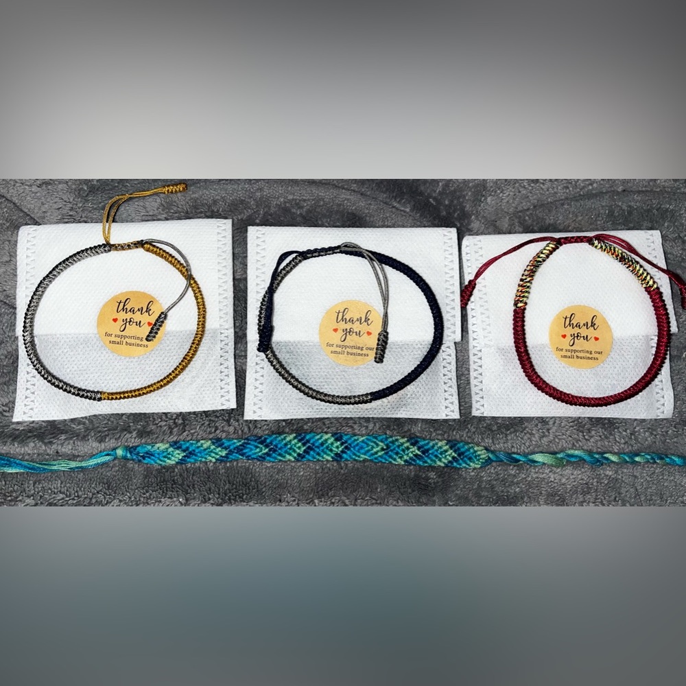 4 handmade bracelets with different designs